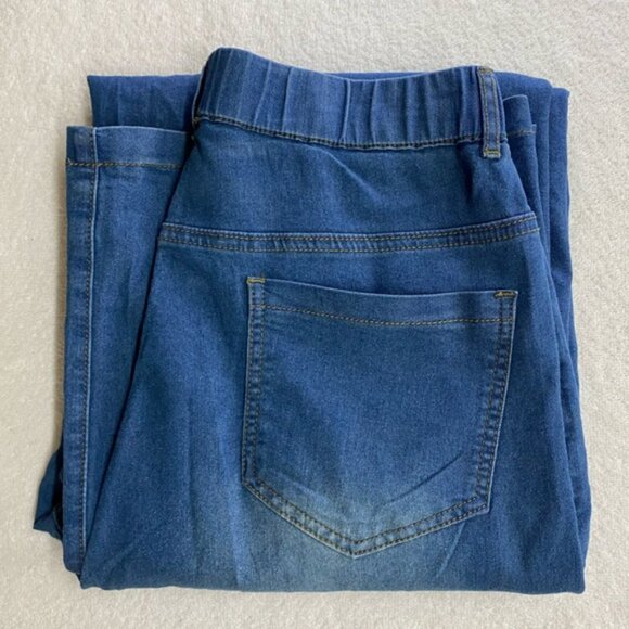 Women’s Med Wash Blue Denim High Rise Wide Leg Pull On Jeans 28 - Picture 12 of 14